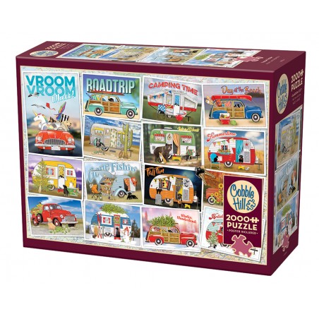 Cobble Hill Puzzle 2000 Pezzi Vroom Vroom - Fatto In USA Con Poster Incluso, Carta Di Lino Antiriflesso